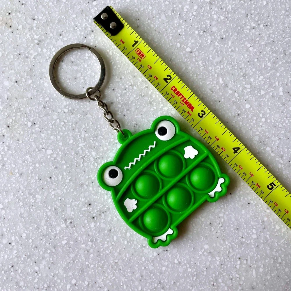 Green Frog Pop It Fidget Toy Keychain Silicone Sensory Stress Relief Accessory
